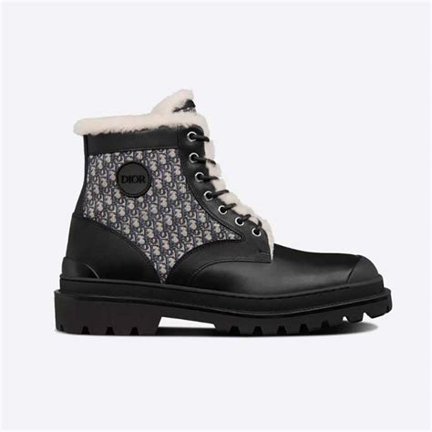 Dior Explorer Ankle Boot Black Smooth Calfskin and Dior Oblique 